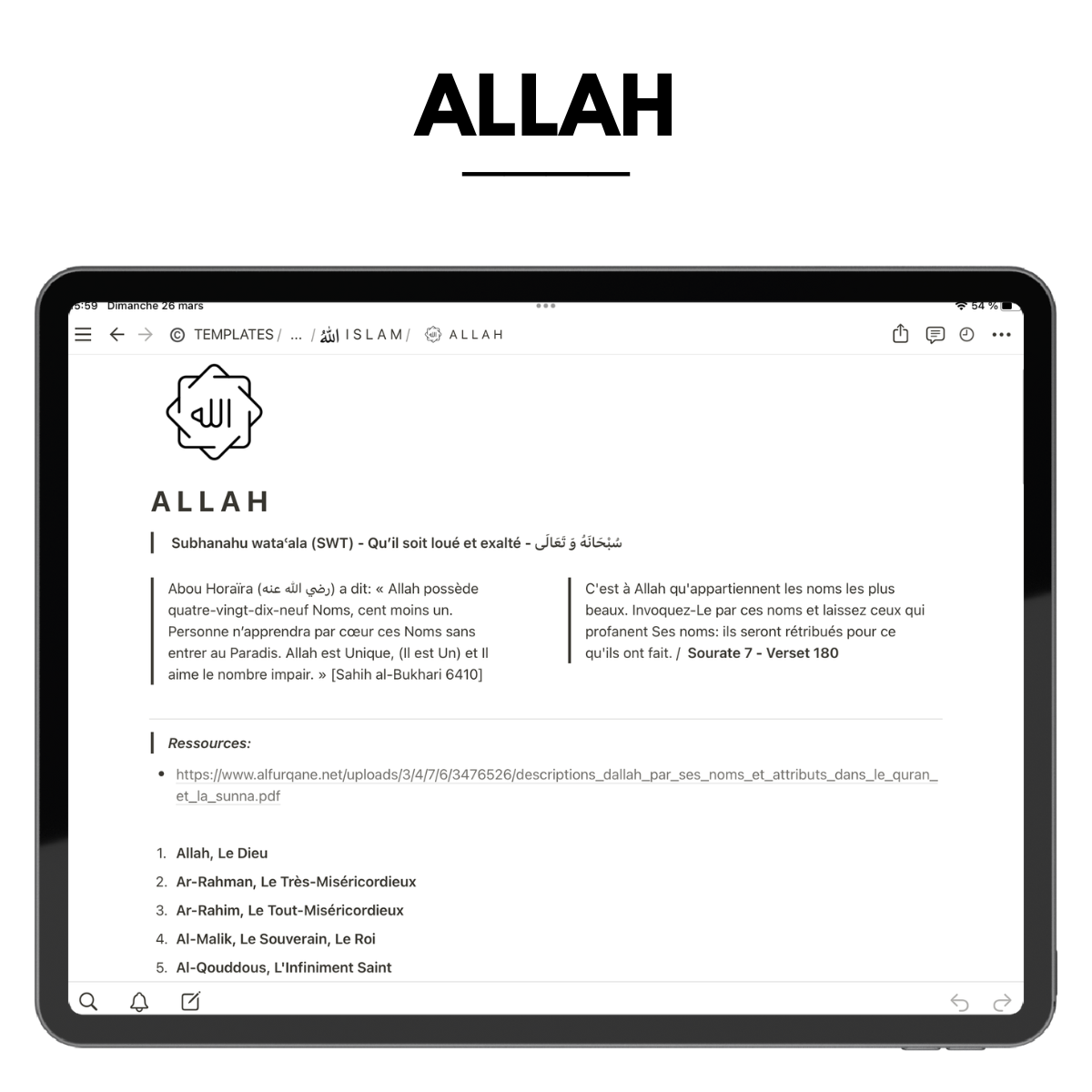 ISLAM PLANNER - Organise ton apprentissage de la religion