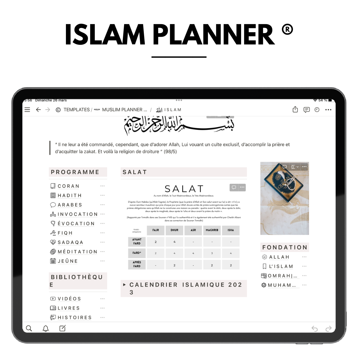 ISLAM PLANNER - Organise ton apprentissage de la religion