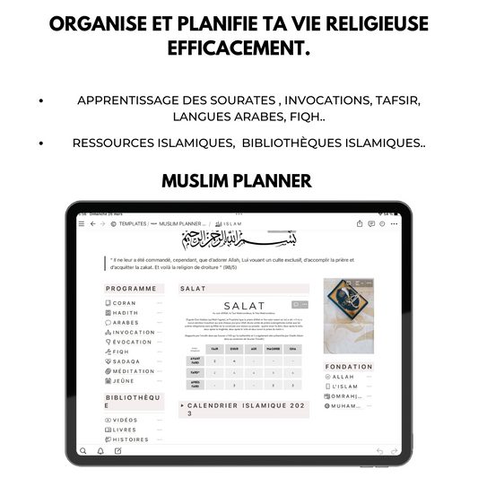 ISLAM PLANNER - Organise ton apprentissage de la religion