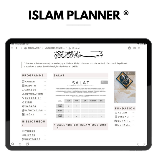 ISLAM PLANNER - Organise ton apprentissage de la religion
